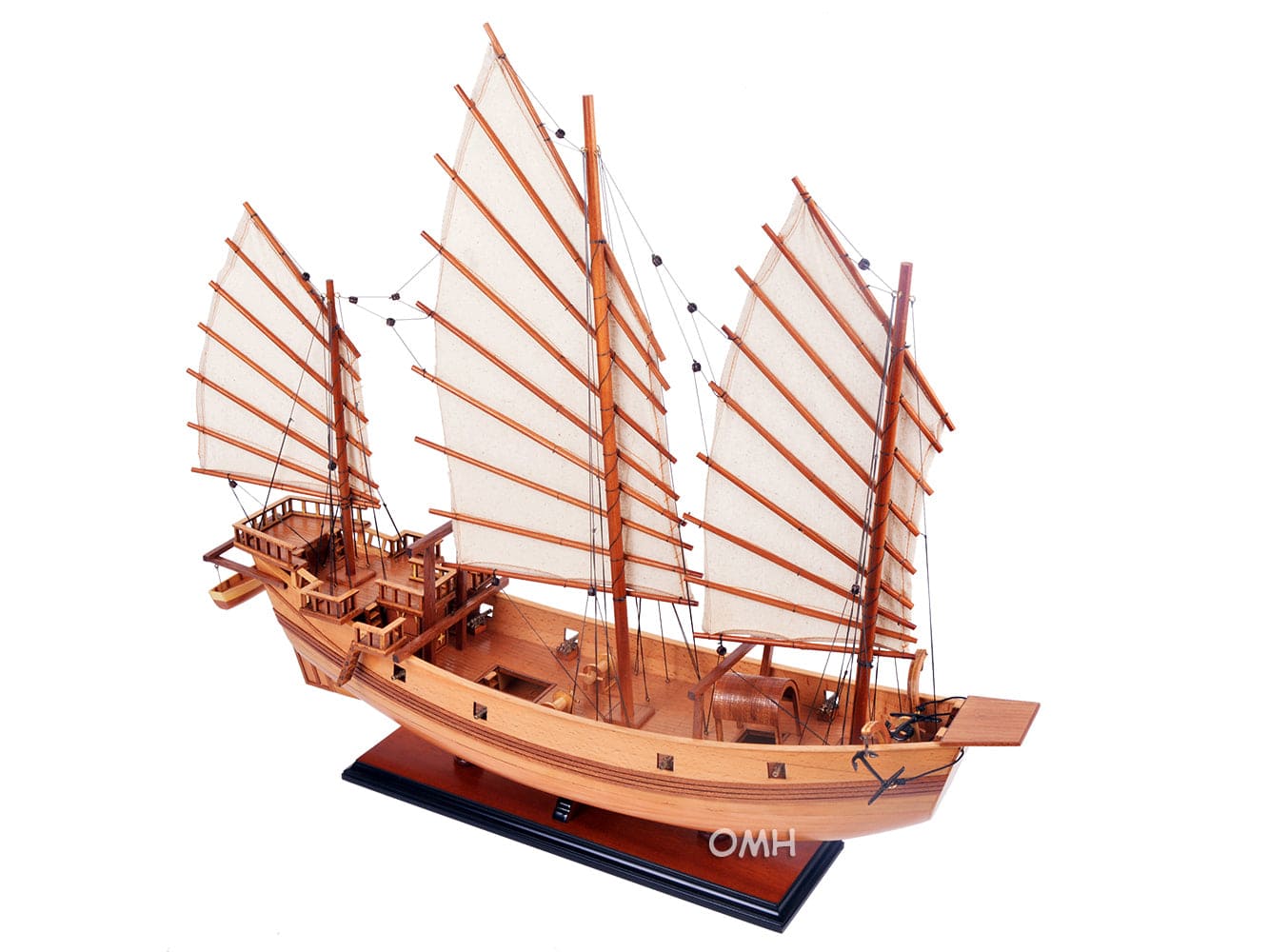 ALDO Creative Arts Collectibles Scale Model Chinese Junk Sailboat Natural Finish Boat Medium Model Assembled