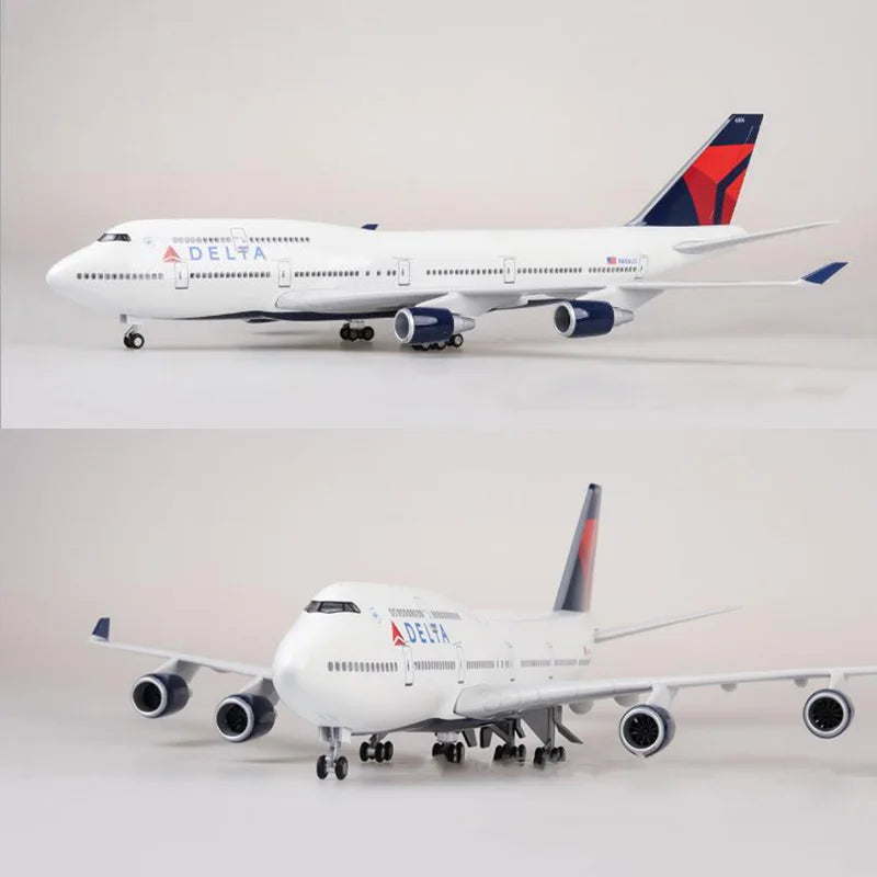 ALDO Creative Arts Collectibles Scale Model Delta Airlines Boeing 747 B747  Model Aircraft With Landing Gears and LED Lights