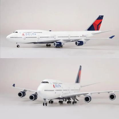 ALDO Creative Arts Collectibles Scale Model Delta Airlines Boeing 747 B747  Model Aircraft With Landing Gears and LED Lights