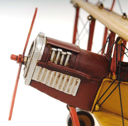 ALDO Creative Arts >Collectibles> Scale Model L: 11 W: 13.25 H: 4 Inches / NEW / Iron Airplane Yellow Curtiss JN-4 Jenny  Biplane Deck Top Metal Model