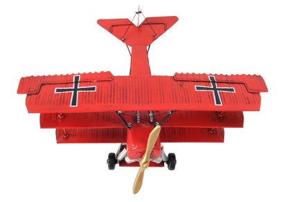 ALDO Creative Arts Collectibles Scale Model L: 12.75 W: 11.5 H: 5.5 Inches / NEW / Iron Airplane German Red Baron Fokker Triplane Fighter Deck Top Metal Model