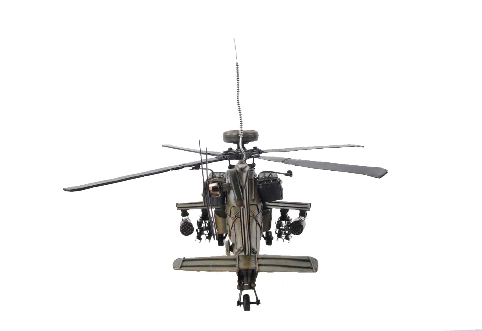 ALDO Creative Arts Collectibles Scale Model L: 18 W: 17 H: 9 Inches / NEW / Iron Boeing AH-64 Apache US Army’s Primary Attack helicopter Deck Top Metal Model