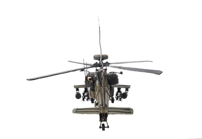 ALDO Creative Arts Collectibles Scale Model L: 18 W: 17 H: 9 Inches / NEW / Iron Boeing AH-64 Apache US Army’s Primary Attack helicopter Deck Top Metal Model