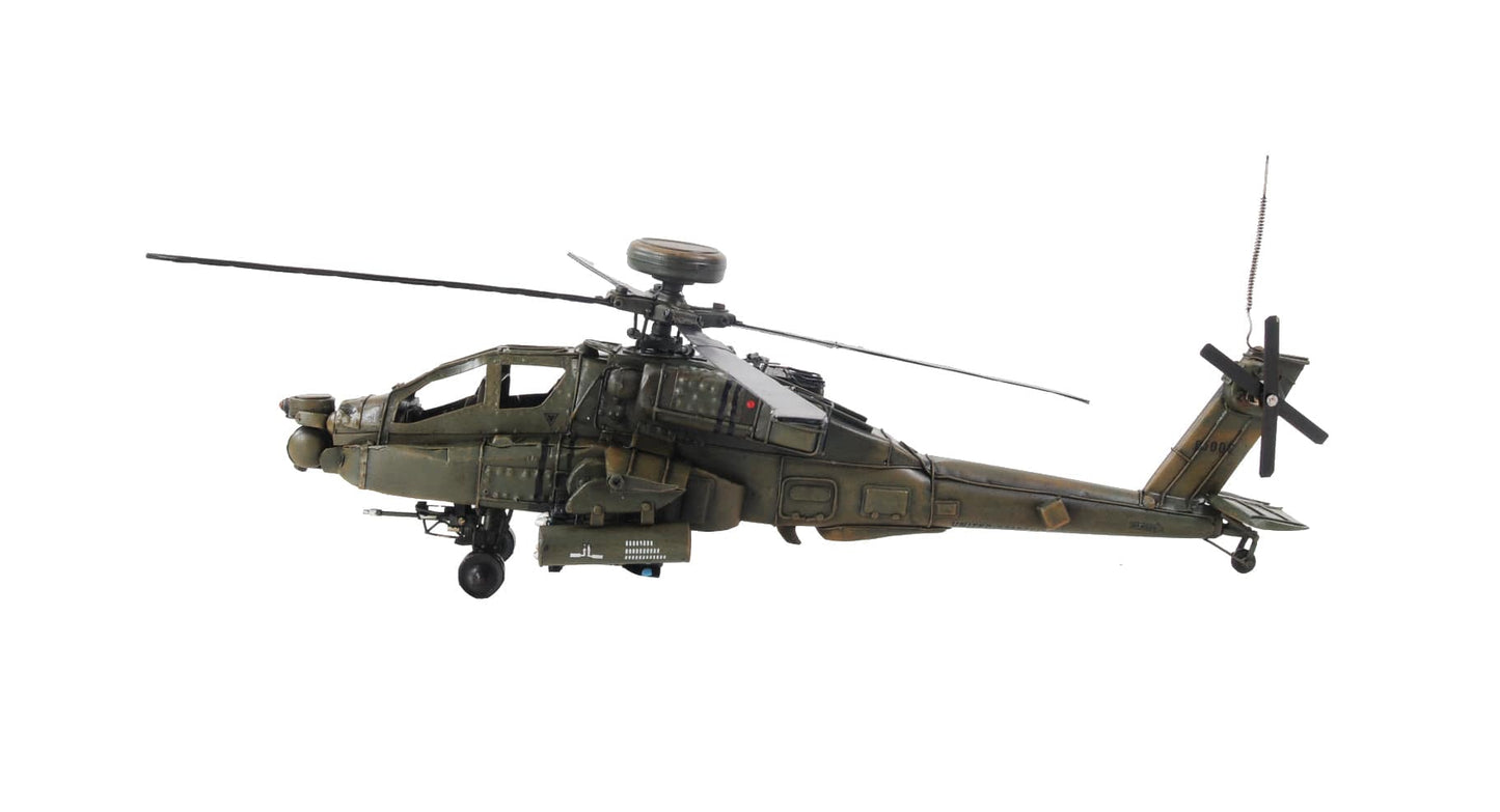 ALDO Creative Arts Collectibles Scale Model L: 18 W: 17 H: 9 Inches / NEW / Iron Boeing AH-64 Apache US Army’s Primary Attack helicopter Deck Top Metal Model