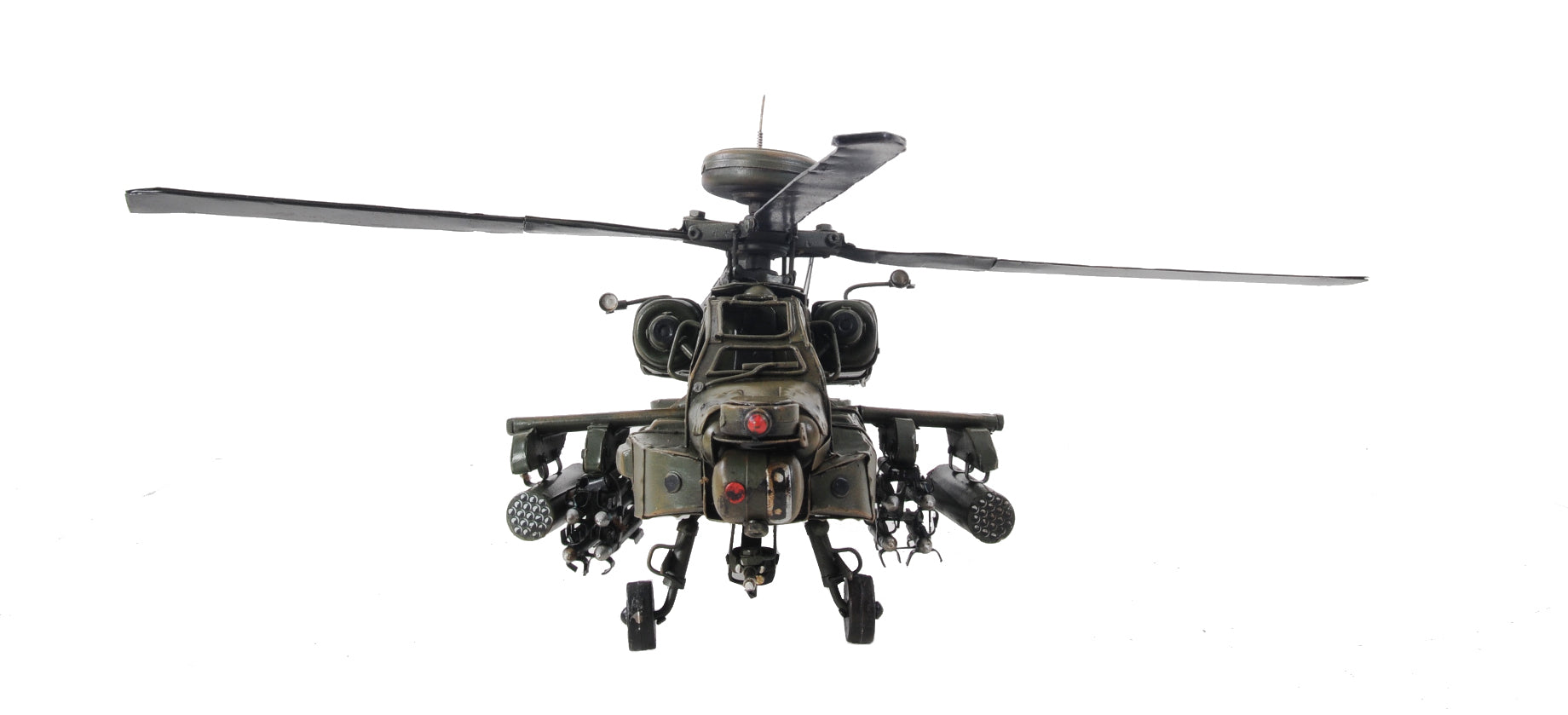 ALDO Creative Arts Collectibles Scale Model L: 18 W: 17 H: 9 Inches / NEW / Iron Boeing AH-64 Apache US Army’s Primary Attack helicopter Deck Top Metal Model