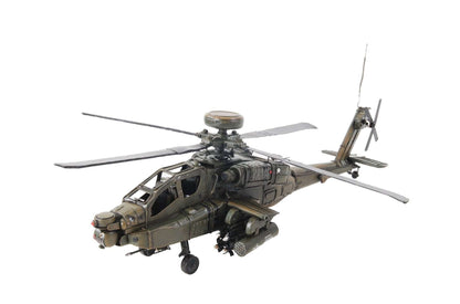 ALDO Creative Arts Collectibles Scale Model L: 18 W: 17 H: 9 Inches / NEW / Iron Boeing AH-64 Apache US Army’s Primary Attack helicopter Deck Top Metal Model