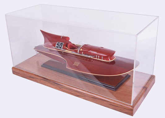 ALDO Creative Arts Collectibles Scale Model L: 27.75 W: 11.375 H: 13.25 Inches / NEW / Plexiglass Display Case Midsize  Plexiglass Panels Table Top Cabinet with Wood Base for  Speed Boat Models