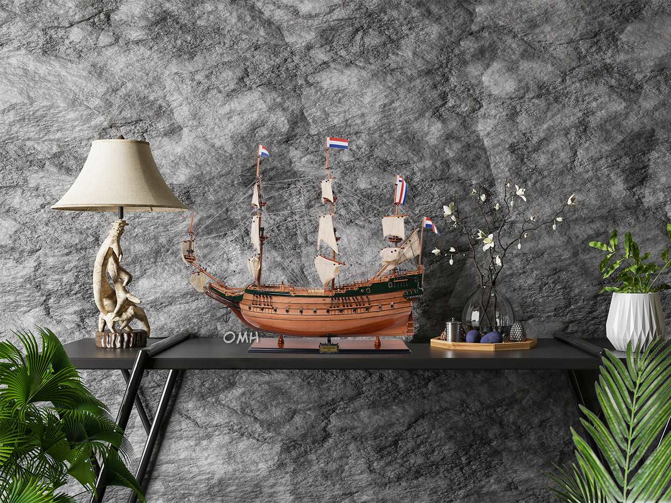 ALDO Creative Arts Collectibles Scale Model L: 37 W: 10.5 H: 29.25 Inches / NEW / wood Botavia Dutch East India Company Ship Exclusive Edition Sailboat Wood Model Assembled