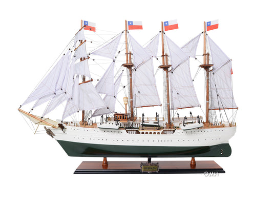 ALDO Creative Arts Collectibles Scale Model L: 37 W: 12 H: 24.75 Inches / NEW / wood Chilean Navy Esmeralda Exclusive Edition Sailboat Wood Model Assembled