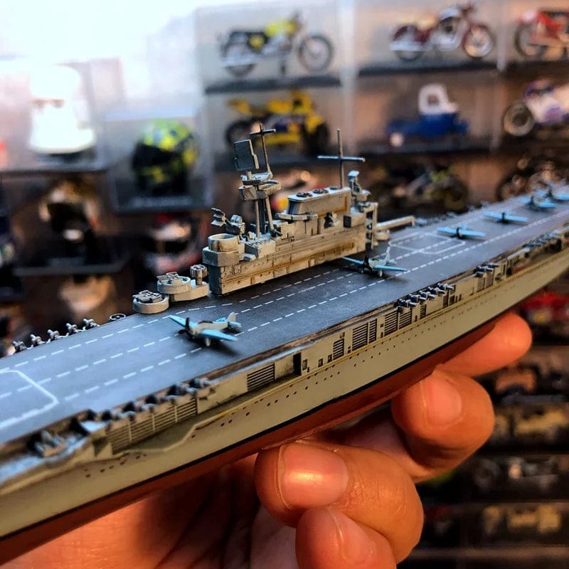 ALDO Creative Arts Collectibles Scale Model length: 50cm/width: 11.5cm/height: 12cm US  Navy  Nuclear Power Aircraft Carrier Enterprise CV-65  Desk Display Military Ship Alloy Model with Display Case Cabinet