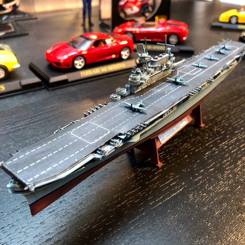 ALDO Creative Arts Collectibles Scale Model length: 50cm/width: 11.5cm/height: 12cm US  Navy  Nuclear Power Aircraft Carrier Enterprise CV-65  Desk Display Military Ship Alloy Model with Display Case Cabinet