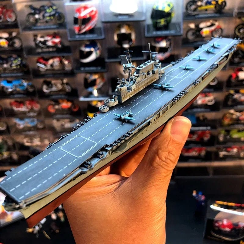ALDO Creative Arts Collectibles Scale Model length: 50cm/width: 11.5cm/height: 12cm US  Navy  Nuclear Power Aircraft Carrier Enterprise CV-65  Desk Display Military Ship Alloy Model with Display Case Cabinet