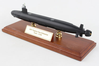 ALDO Creative Arts Collectibles Scale Model Length is 12 3/4" and beam is 1 3/4". Scale 1/350 / NEW / wood and resin US Navy SSN Virginia Class Submarine  Medium Model Assembled