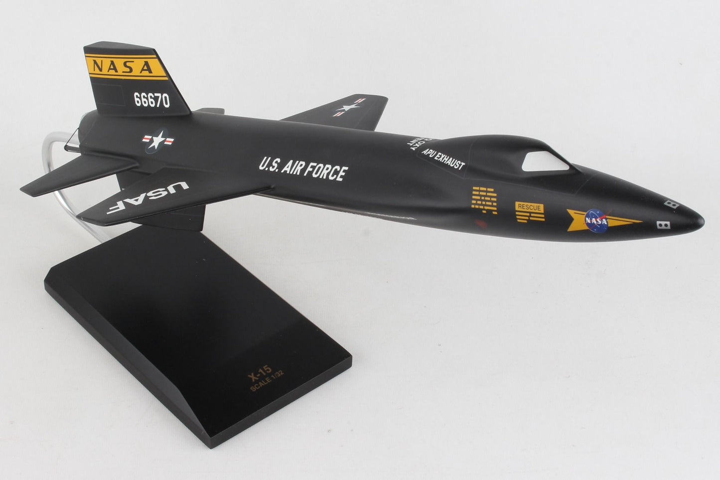 ALDO Creative Arts Collectibles Scale Model Length is 18 3/4" and wingspan is 8 1/4". / NEW / Wood NASA Airplane North American X-15 Rocket Powered Wood Model Aircraft