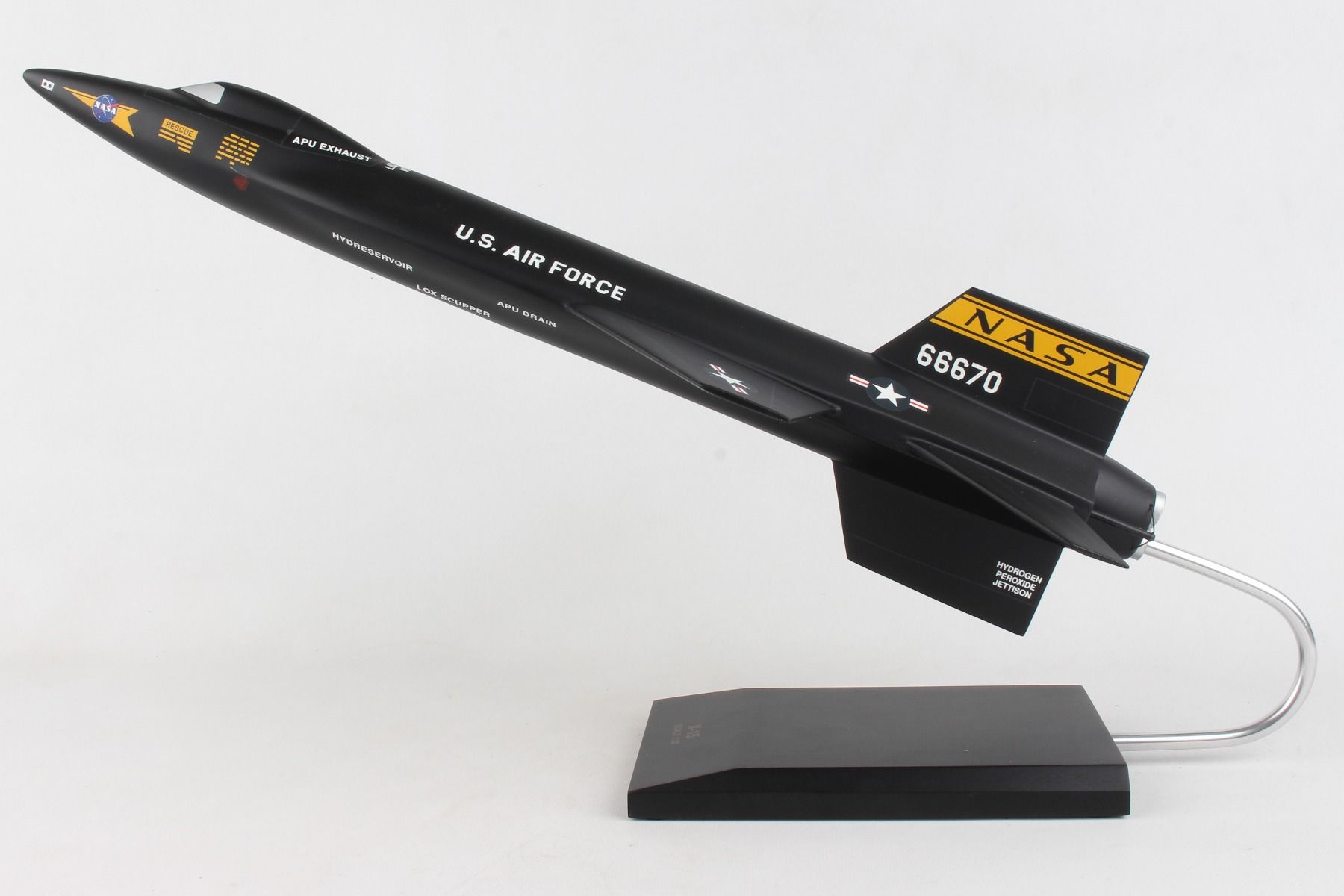 ALDO Creative Arts Collectibles Scale Model Length is 18 3/4" and wingspan is 8 1/4". / NEW / Wood NASA Airplane North American X-15 Rocket Powered Wood Model Aircraft