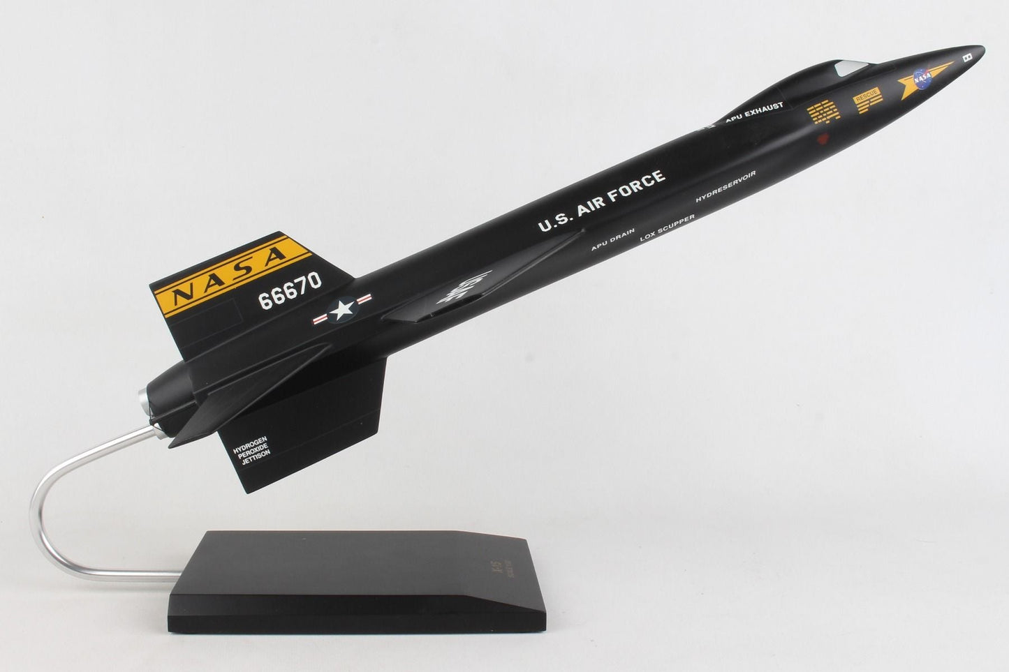 ALDO Creative Arts Collectibles Scale Model Length is 18 3/4" and wingspan is 8 1/4". / NEW / Wood NASA Airplane North American X-15 Rocket Powered Wood Model Aircraft
