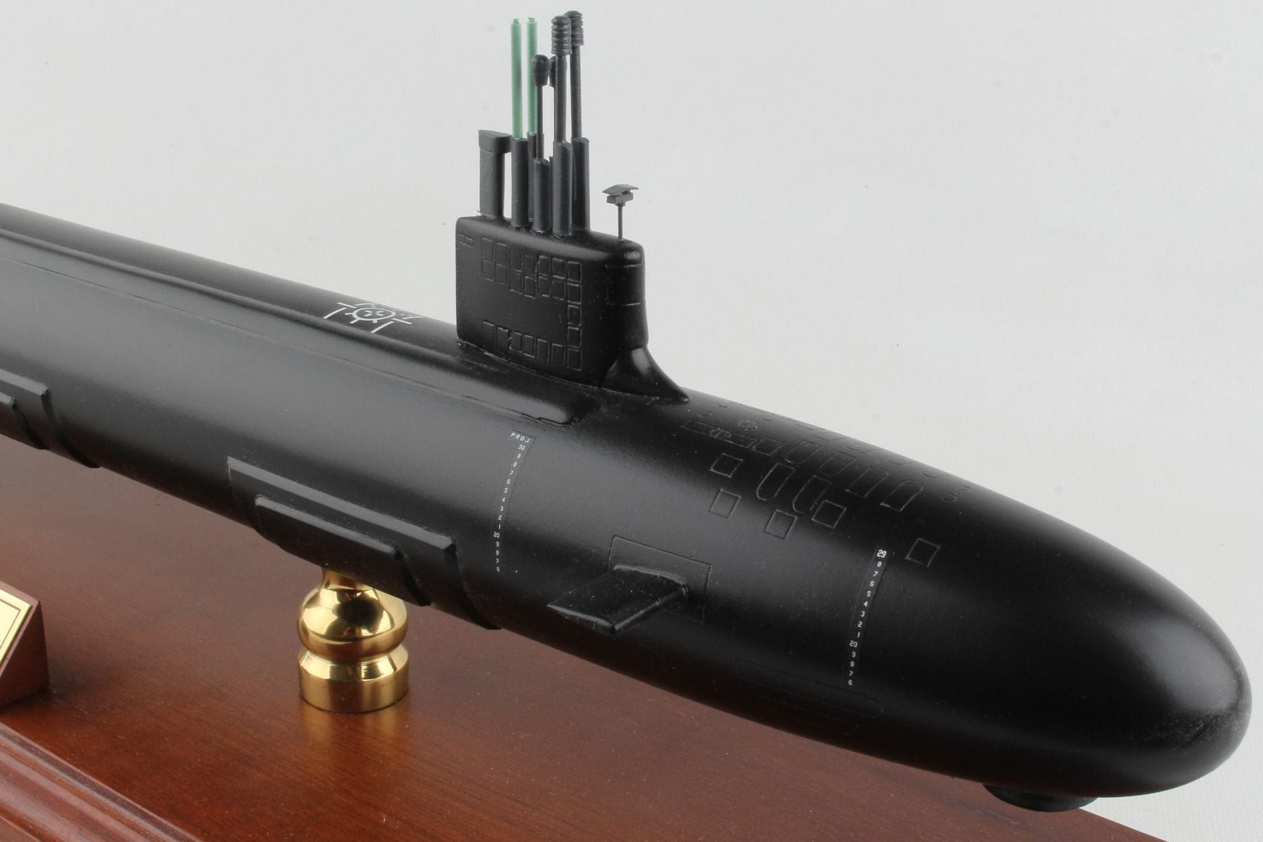 ALDO Creative Arts Collectibles Scale Model Length is 23 1/4 inches and beam is 3 1/4 inches  Scale 1/92 / NEW / Wood and Resin US Navy Virginia Class Submarine SSN-774 MBSVC1TR Large Model Assembled