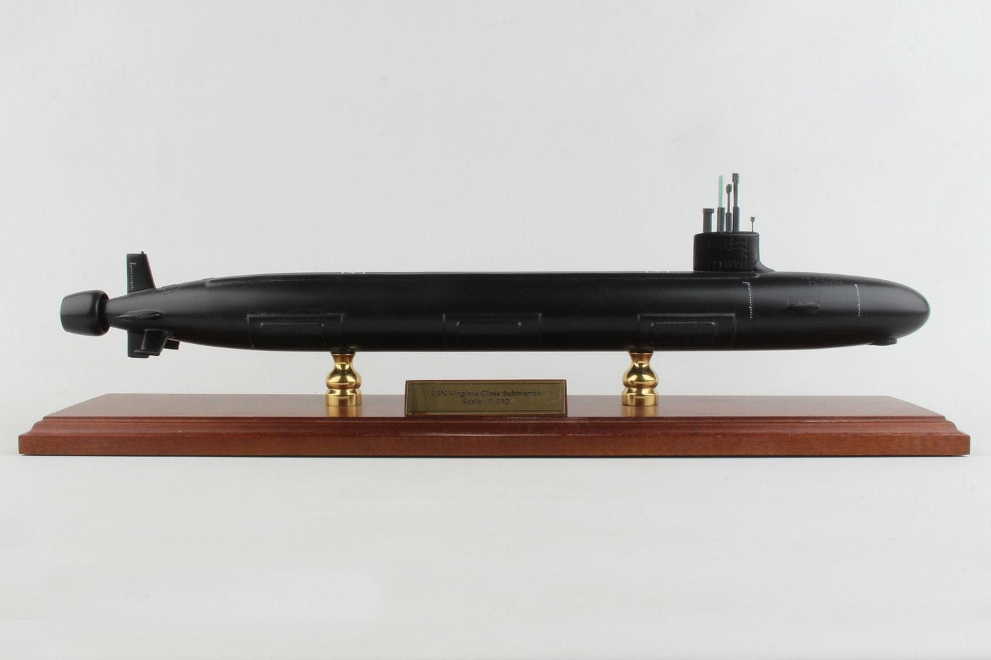 ALDO Creative Arts Collectibles Scale Model Length is 23 1/4 inches and beam is 3 1/4 inches  Scale 1/92 / NEW / Wood and Resin US Navy Virginia Class Submarine SSN-774 MBSVC1TR Large Model Assembled