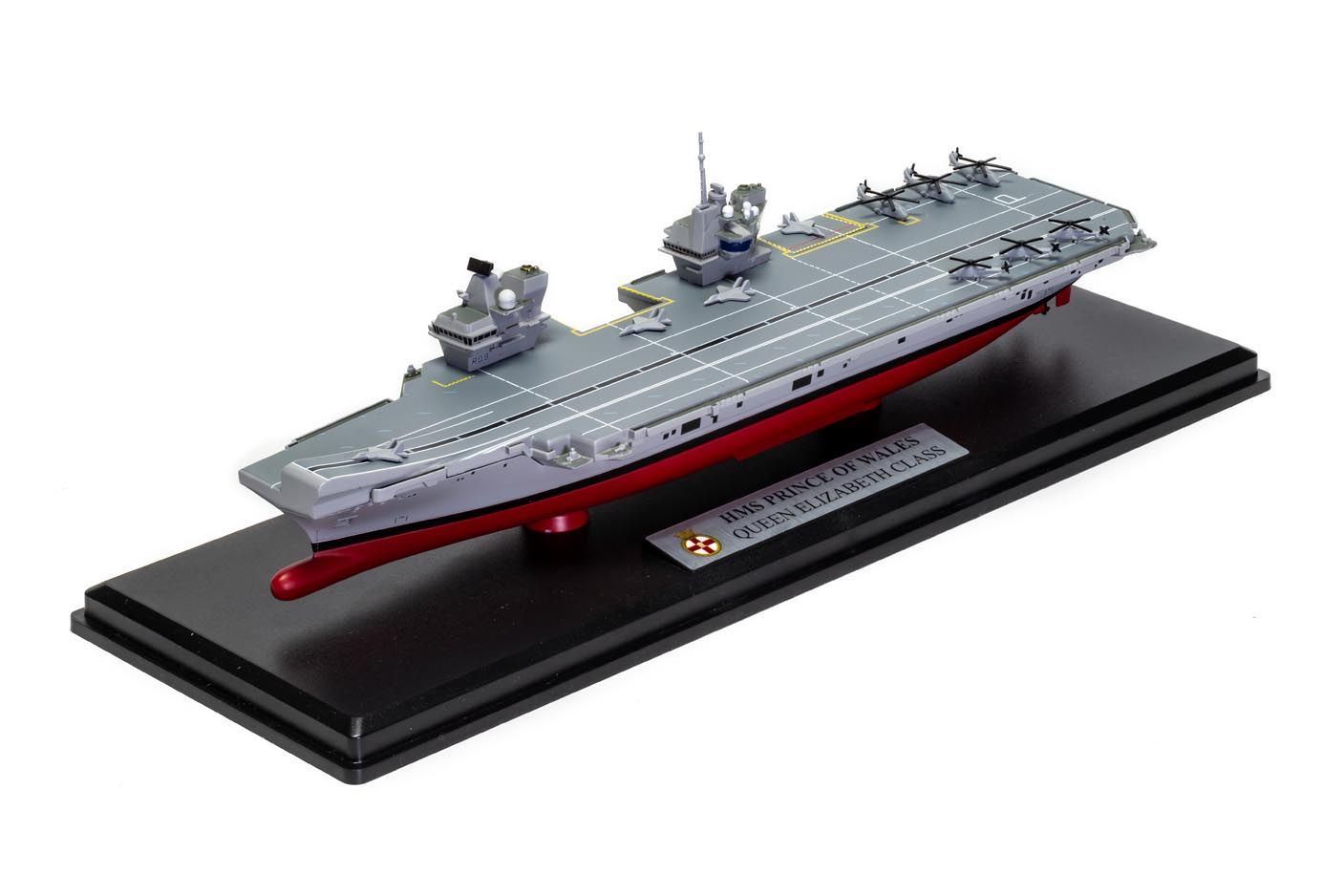 ALDO Creative Arts Collectibles Scale Model NEW / wood and resin HMS Royal Navy Prince Of Wales Queen Elizabeth-Class Aircraft Carriers With Display Cabinet