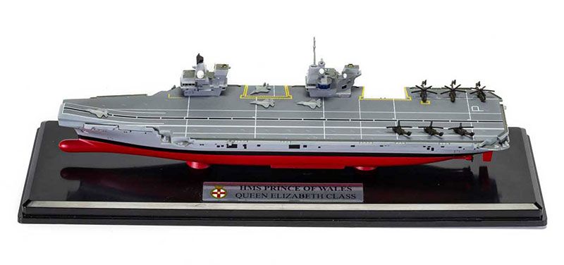 ALDO Creative Arts Collectibles Scale Model NEW / wood and resin HMS Royal Navy Prince Of Wales Queen Elizabeth-Class Aircraft Carriers With Display Cabinet