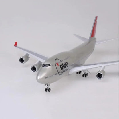 ALDO Creative Arts Collectibles Scale Model North West Airlines Boeing 747 B747  Model Aircraft With Landing Gears and LED Lights