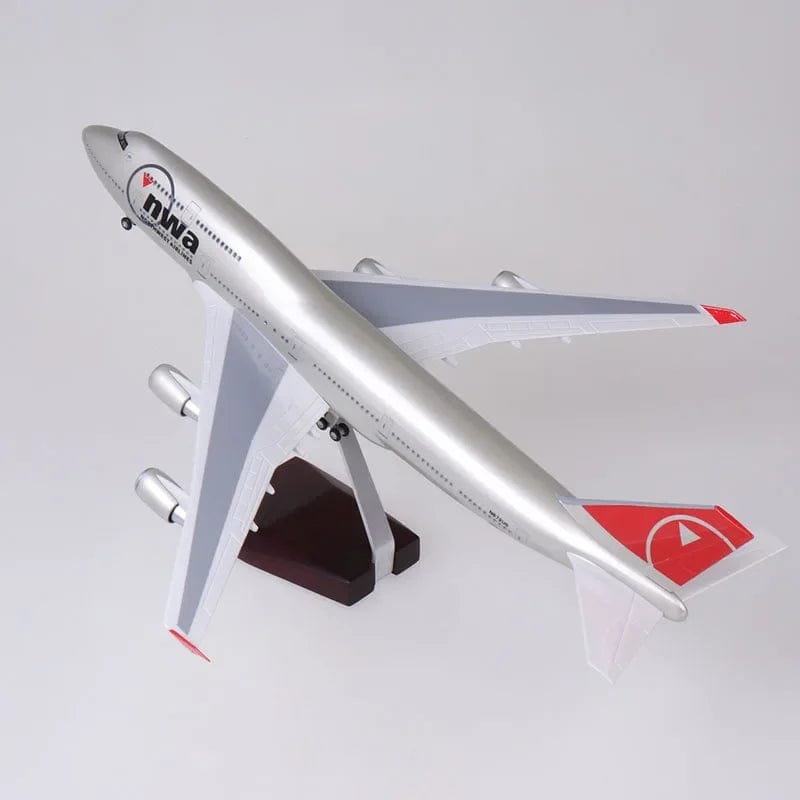ALDO Creative Arts Collectibles Scale Model North West Airlines Boeing 747 B747  Model Aircraft With Landing Gears and LED Lights