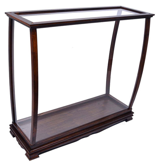 ALDO Creative Arts Collectibles Scale Model Outside: L: 34 W: 13 H: 31.5 Inches /   Inside: L: 32.5 x W: 12 x H: 29 inches. / NEW / Wood with plexiglass panels Display Case Cabinet Table Top For Midsize Tall Ship Yacht Boat Models With Plexiglass Panels