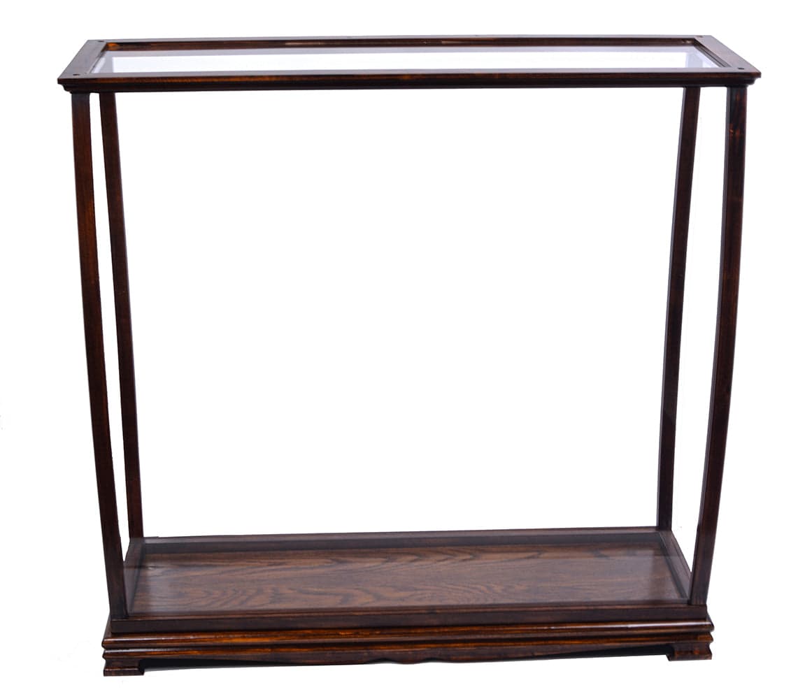 ALDO Creative Arts Collectibles Scale Model Outside: L: 34 W: 13 H: 31.5 Inches /   Inside: L: 32.5 x W: 12 x H: 29 inches. / NEW / Wood with plexiglass panels Wood Display Case Table Top Cabinet  Classic Brown For Tall Ship Yacht Boat Models With Plexiglass Panels