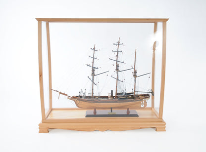ALDO Creative Arts Collectibles Scale Model Outside :	L: 36 W: 13 H: 31.5 Inches / Inside : L: 32.5 x W: 12 x H: 29 inches. / NEW / Mahogany Wood and with Plexiglass Panels Display Case Wood with Plexiglass Panels Cabinet for  Midsize Tall Ship Models Clear Finish