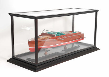 ALDO Creative Arts Collectibles Scale Model Outside : L: 37.5 W: 14 H: 15 Inches / Inside : 36L x 12W x 13.5H inches. / NEW / Mahogany Wood and with Plexiglass Panels Display Case Large Wood with Plexiglass Panels Table Top Cabinet for  Speed Boat Models