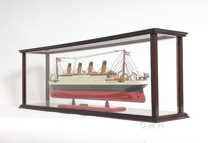 ALDO Creative Arts Collectibles Scale Model Outside : L: 44.75 W: 9.25 H: 15 Inches / Inside : 43 x 7.5 x 13.7 inches. Display Case Large Wood with Plexiglass Panels Table Top Cabinet for Ocean Liner, Cruise Ship Models