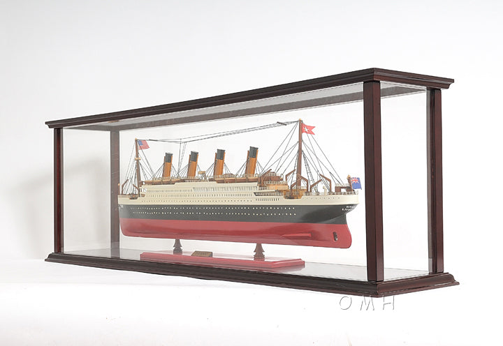 ALDO Creative Arts Collectibles Scale Model Outside : L: 44.75 W: 9.25 H: 15 Inches / Inside : 43 x 7.5 x 13.7 inches. Display Case Large Wood with Plexiglass Panels Table Top Cabinet for Ocean Liner, Cruise Ship Models