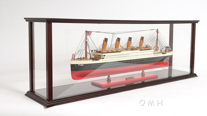 ALDO Creative Arts Collectibles Scale Model Outside : L: 44.75 W: 9.25 H: 15 Inches / Inside : 43 x 7.5 x 13.7 inches. Display Case Large Wood with Plexiglass Panels Table Top Cabinet for Ocean Liner, Cruise Ship Models