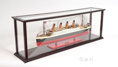 ALDO Creative Arts Collectibles Scale Model Outside : L: 44.75 W: 9.25 H: 15 Inches / Inside : 43 x 7.5 x 13.7 inches. Display Case Large Wood with Plexiglass Panels Table Top Cabinet for Ocean Liner, Cruise Ship Models