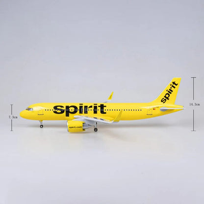 ALDO Creative Arts Collectibles Scale Model Spirit Airplane  Airbus  A320NEO A320 NEO  Model Aircraft With Landing Gears and LED Lights