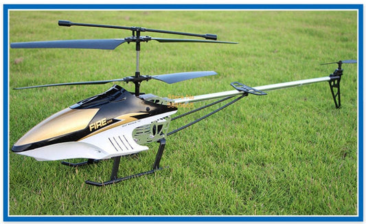 ALDO Creative Arts Collectibles Scale Model Super Large Alloy Electric Remote Control Helicopter Magnum Gold and Blue Alloy Model 3.5CH 150M 80CM  Fire Anti-Fall Body LED Light RC Aircraft
