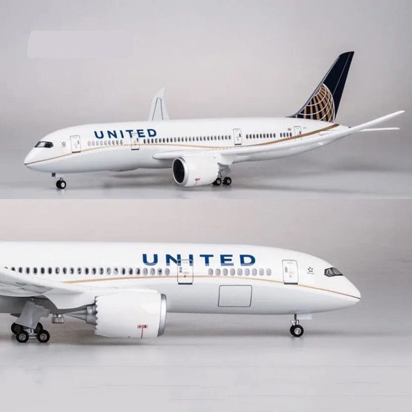 ALDO Creative Arts Collectibles Scale Model United Airlines Boeing 787 B787 Dreamliner  Model Aircraft With Landing Gears and LED Lights