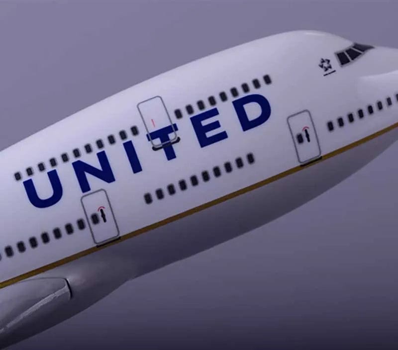 ALDO Creative Arts Collectibles Scale Model United  and Continental Airlines Boeing 747 B747 Model Aircraft