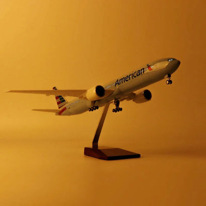 ALDO Creative Arts Collectibles Scale Model With Lights American  Airlines Boeing 777 B777  Model Aircraft With Landing Gears and LED Lights