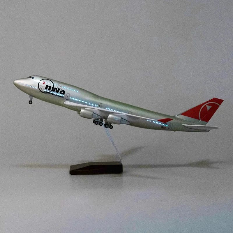 ALDO Creative Arts Collectibles Scale Model With Lights North West Airlines Boeing 747 B747  Model Aircraft With Landing Gears and LED Lights