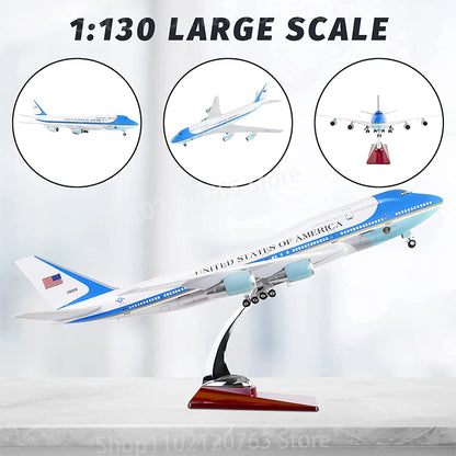 ALDO Creative Arts Collectibles Scale Model Without Lights Airplane Airforce One Presidential Boeing 747  Voice Control Diecast Model Aircraft With Landing Gears and LED Lights