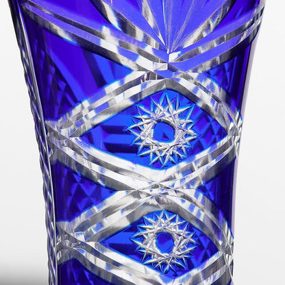 ALDO Creative Arts >Pottery 15cm w-25cm h / new / crystal Elegant Bohemian Czech Style Cobalt Blue Crystal Engraving Hand Cut Vase