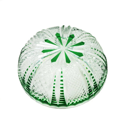 ALDO Creative Arts >Pottery Luxury Elegant Hand Carved  Bohemian Czech Style  Green Crystal Engraving Hand Cut Centerpiece  Vase