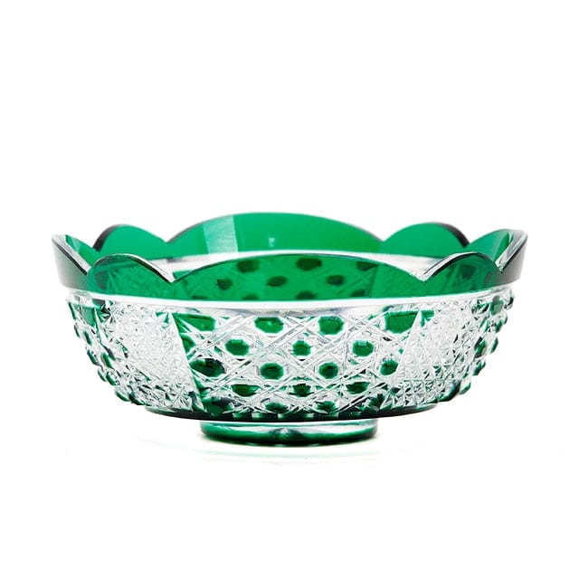 ALDO Creative Arts >Pottery Luxury Elegant Hand Carved  Bohemian Czech Style  Green Crystal Engraving Hand Cut Centerpiece  Vase
