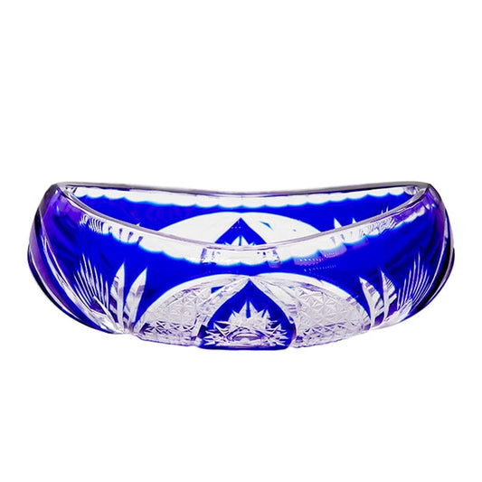 ALDO Creative Arts >Pottery New  Blue Flower / crystal / 15cm long -5.5cm high Luxury Elegant Hand Carved  Bohemian Czech Style  Crystal Engraving Hand Cut Centerpiece  Vase