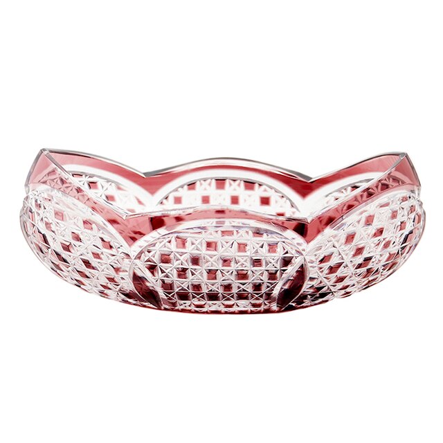 ALDO Creative Arts >Pottery New / Red / 15 cm long x 5.5 cm high Luxury Elegant Hand Carved  Bohemian Czech Style  Crystal Engraving Hand Cut Centerpiece  Vase