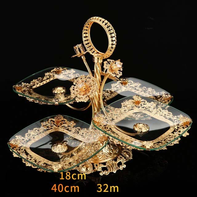 ALDO Creative Arts >Pottery Style 1 / new / resin Unique 3 and 4 Tier Designer Crystal Glass Golden Fruit Cake Servers