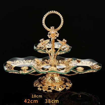 ALDO Creative Arts >Pottery Style 2 / new / resin Unique 3 and 4 Tier Designer Crystal Glass Golden Fruit Cake Servers