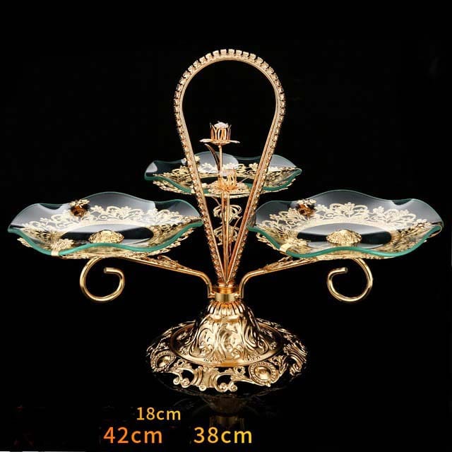 ALDO Creative Arts >Pottery Style 3 / new / resin Unique 3 and 4 Tier Designer Crystal Glass Golden Fruit Cake Servers
