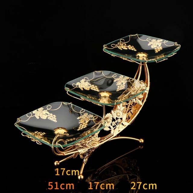 ALDO Creative Arts >Pottery Style 4 / new / resin Unique 3 and 4 Tier Designer Crystal Glass Golden Fruit Cake Servers